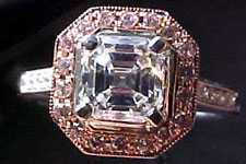 SOLD.......Ring: GIA 1.13ct Asscher Diamond I /VS2 Pink Diamond Halo WG Ring R1699
