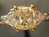 SOLD.....RING SPECIAL 1.03ct SI1 Cushion Cut S-T Color Diamond Platiunm Trilliant Ring R1849
