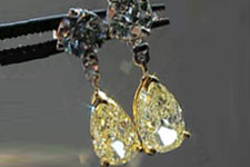 SOLD:...Earrings: 1.97ct total weight Light Yellow Pear Shaped Diamonds R1755