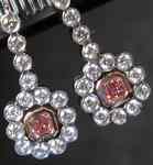 SOLD.....Diamond Earrings: .22carat total weight Natural Fancy Deep Pink Cushion Diamond
