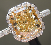 SOLD...Yellow Diamond Ring: 2.10ct Fancy Light Yellow VVS1 Radiant Cut Diamond Halo Ring GIA R6354