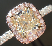 SOLD.....Diamond Ring: 1.08ct Light Green SI1 Cushion Cut Diamond Halo Ring GIA R6498