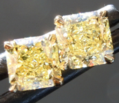SOLD...Yellow Diamond Earrings: .85ctw Fancy Yellow VVS Radiant Cut Diamond Stud Earrings GIA R6581