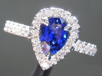 SOLD.....Sapphire Ring: .94ct Blue Pear Shape Sapphire and Diamond Halo Ring AGL R6688