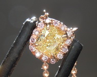 SOLD.......Diamond Pendant: .36ct Fancy Yellow VS1 Cushion Cut Pink Lemonade™ Diamond Pendant GIA R6859