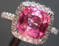 SOLD.....Sapphire Ring: 2.37ct Pink Cushion Cut Sapphire and Diamond Ring R6986