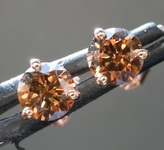 SOLD...1.00ctw Deep Orangy Brown I1 Round Brilliant Diamond Earrings R7829