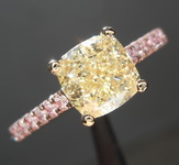 SOLD...1.51ct Light Yellow SI1 Cushion Cut Diamond Ring R8328