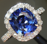 2.17ct Blue Cushion Cut Sapphire Ring R8832