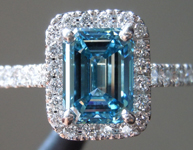 1.60ct Blue VS2 Emerald Cut Lab Grown Diamond Ring R9413