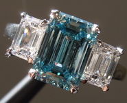 2.01ct Intense Blue SI1 Emerald Cut Lab Grown Diamond Ring R9437