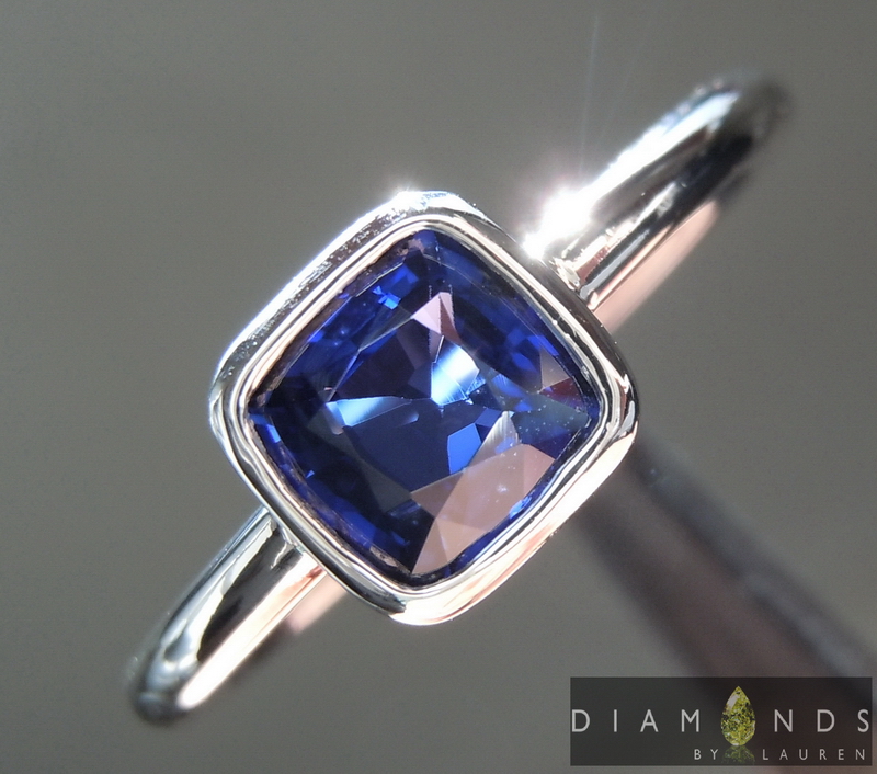 SOLD... 0.89ct Blue Cushion Cut Sapphire Ring R7000