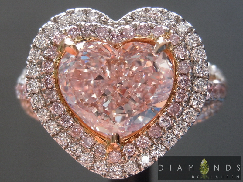 Halo Pink Heart Cut Engagement Ring