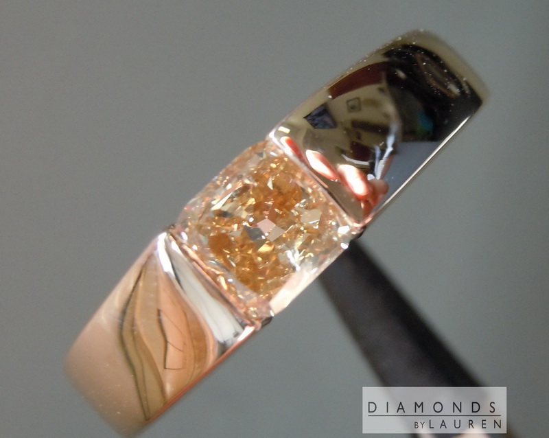 SOLD..... 0.80ct Orangy Yellow I1 Cushion Cut Diamond Ring R6766
