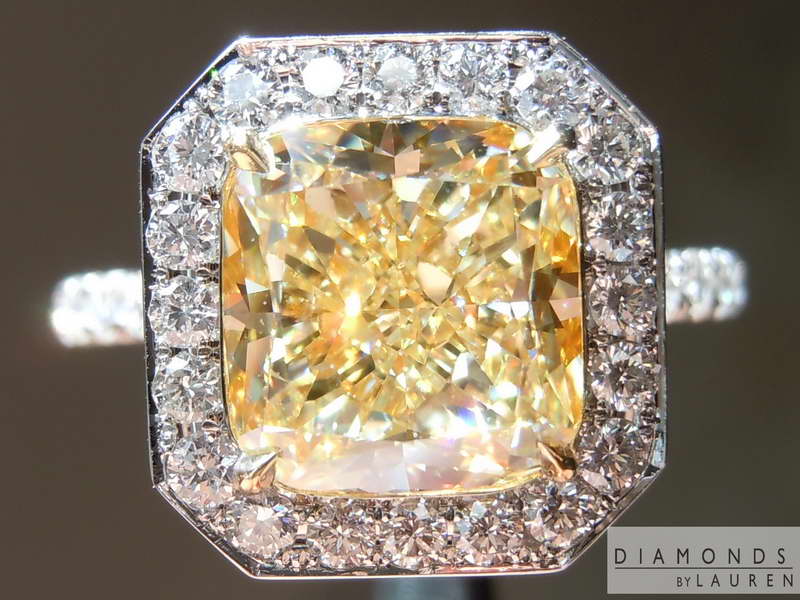 3.18ct Y-Z VS1 Cushion Cut Diamond Ring GIA R7655