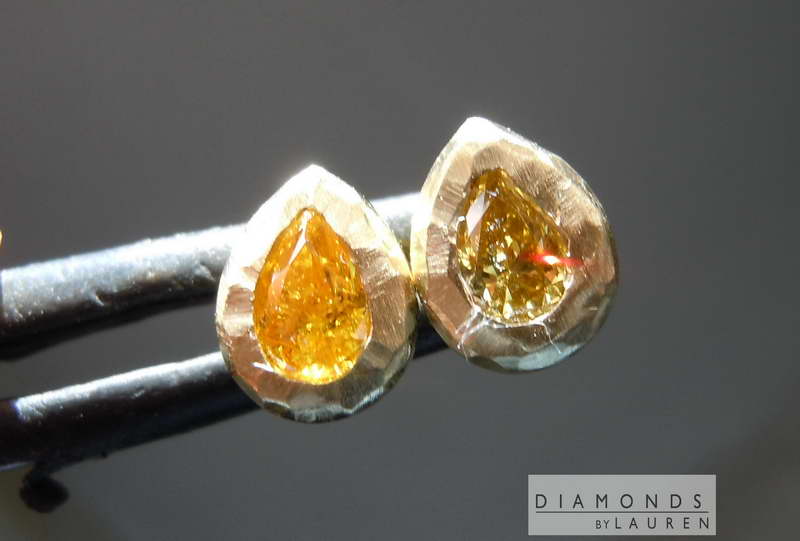 .37ctw Orange SI1 Pear Diamond Earrings