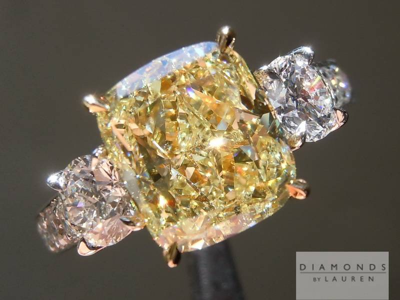3.80ct Fancy Yellow VS2 Cushion Cut GIA R5640