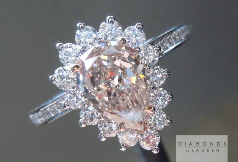 1.22ct Fancy Light Brownish Pink Pear Diamond Ring GIA R5826
