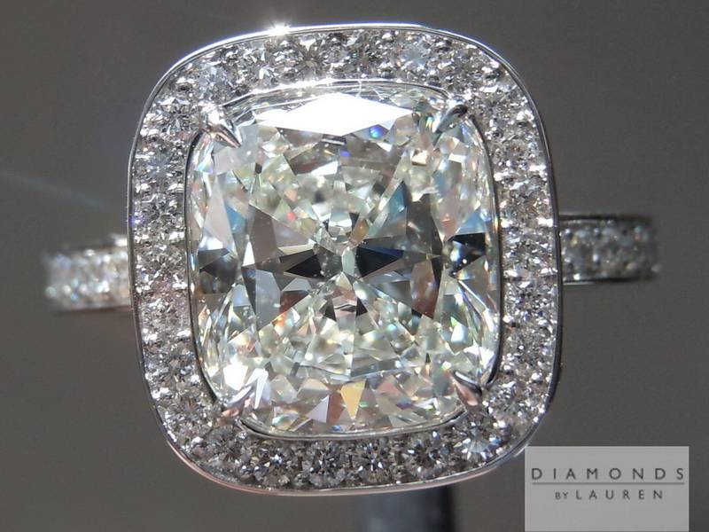 3.09ct J VVS2 Cushion Cut Diamond Ring GIA R5435