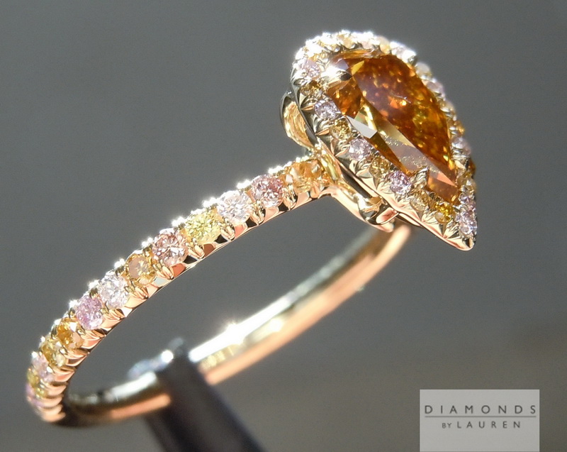0.87ct Orange SI1 Pear Diamond Ring