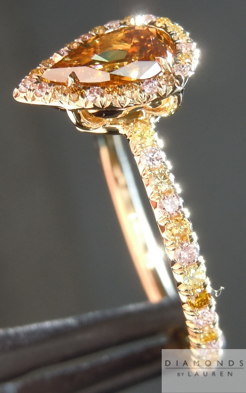 natural orange diamond ring