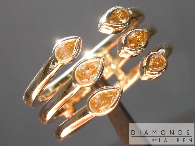 natural orange diamond ring