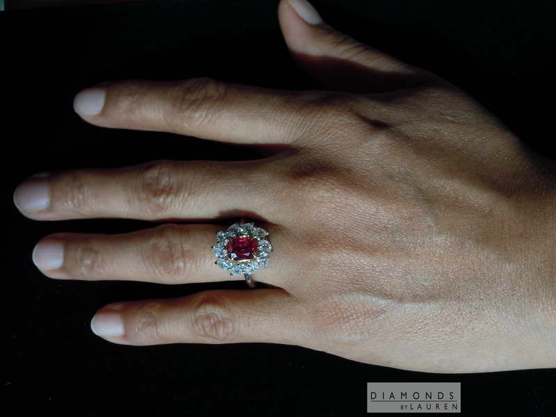 ruby and diamond halo ring