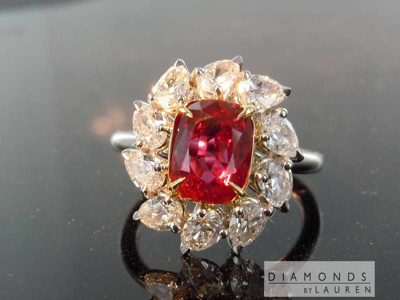 ruby and diamond halo ring