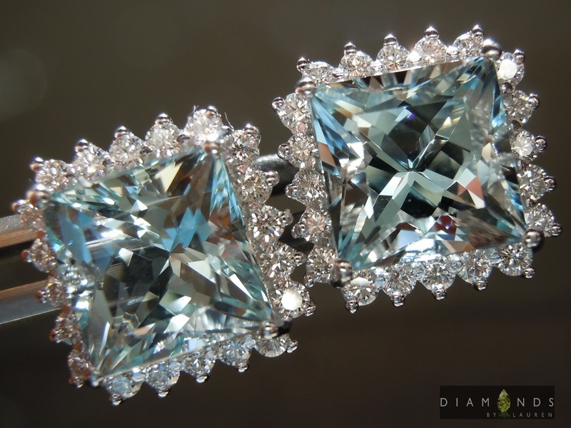 aaquamarine and diamond earrings