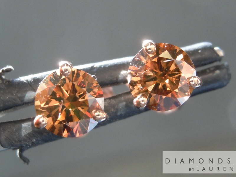 1.00ctw Brown I1 Round Diamond Earrings