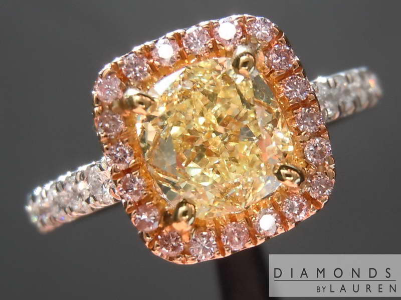SOLD....1.41ct Yellow VS2 Cushion Cut Diamond Ring R5672