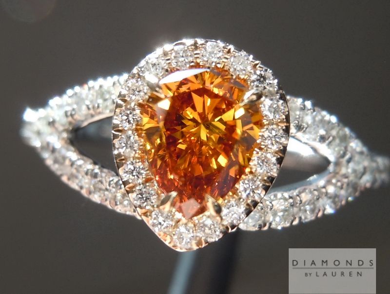 natural orange diamond ring
