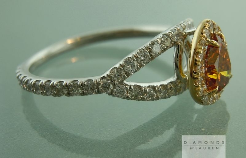 natural orange diamond ring
