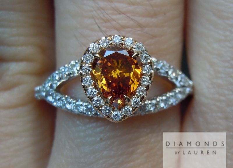 natural orange diamond ring