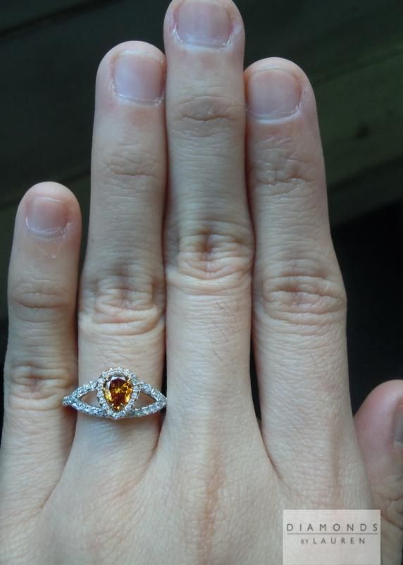 natural orange diamond ring