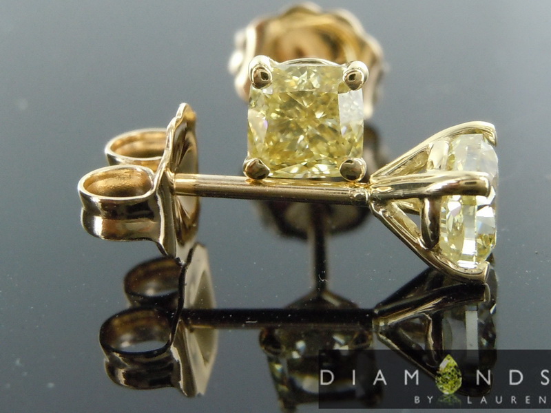 natural yellow diamond earrings
