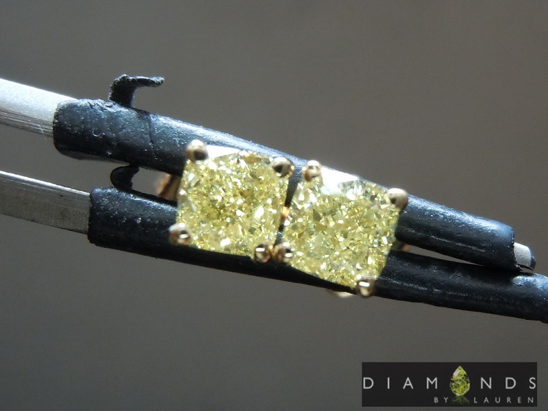natural yellow diaamond earrings