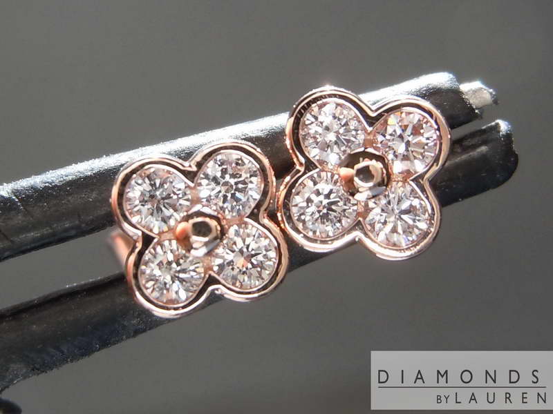 0.15ctw Pink VS Round Brilliant Diamond Earrings R8838
