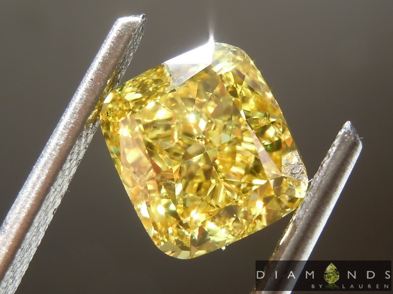 3.00ct Vivid Yellow SI1 Cushion Cut Diamond R8789