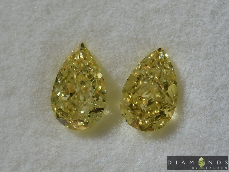 SOLD.....2.04ctw Yellow I1 Pear Shape Diamond Earrings R8795