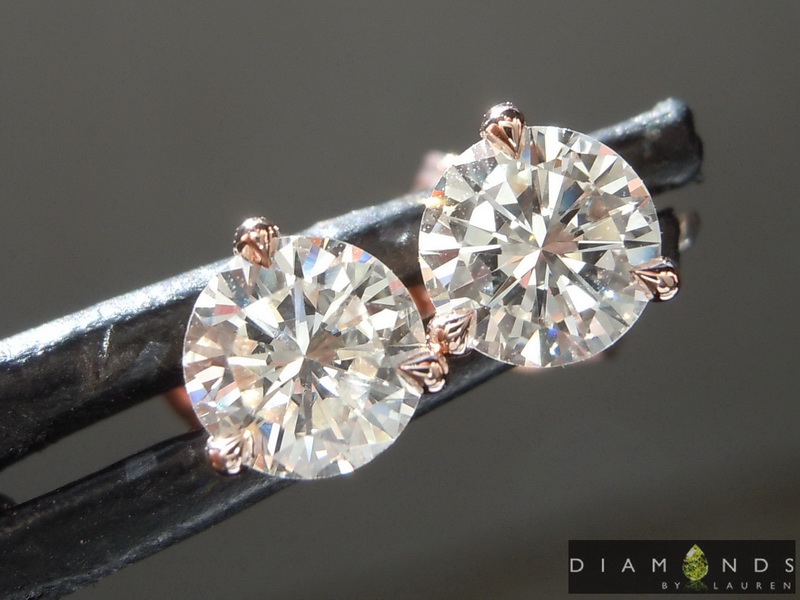 0.93ctw F VS Round Brilliant Diamond Earrings R8818 SPECIAL
