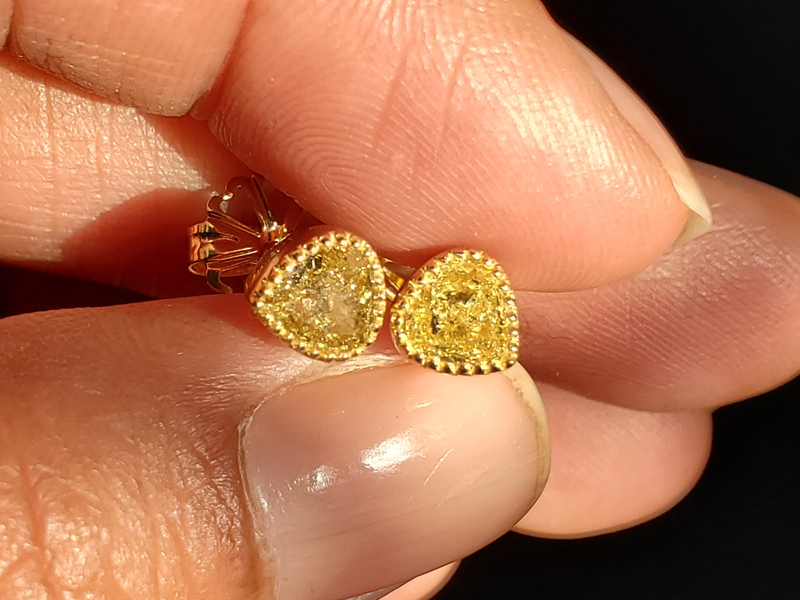 natural yellow diamond earrings