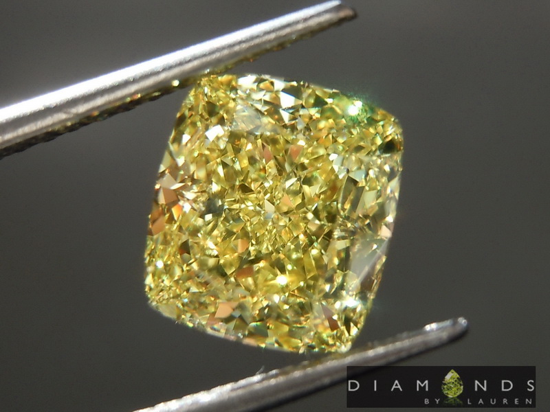 SOLD.....2.01ct Intense Yellow IF Cushion Cut Diamond R8932