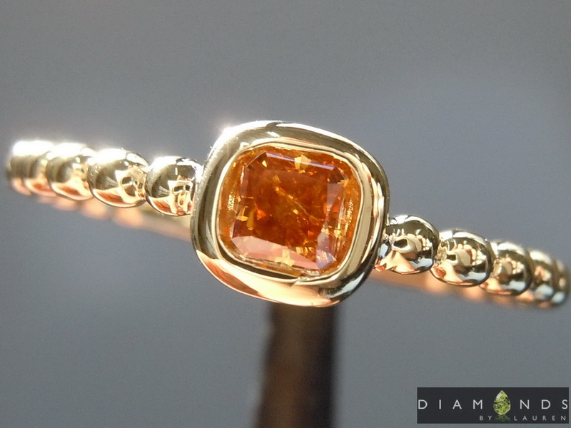natural orange diamond ring