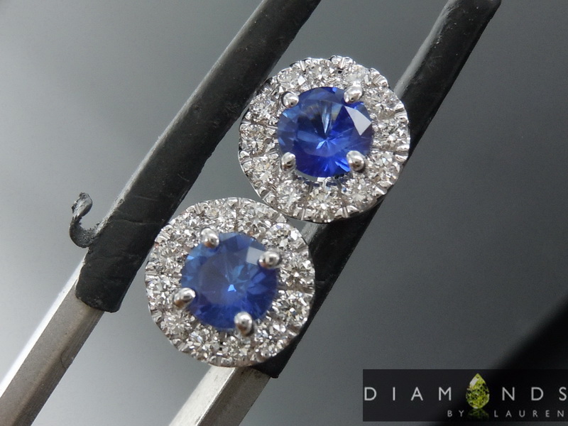 SOLD....0.50cts Blue Round Brilliant Sapphire Earrings R9007