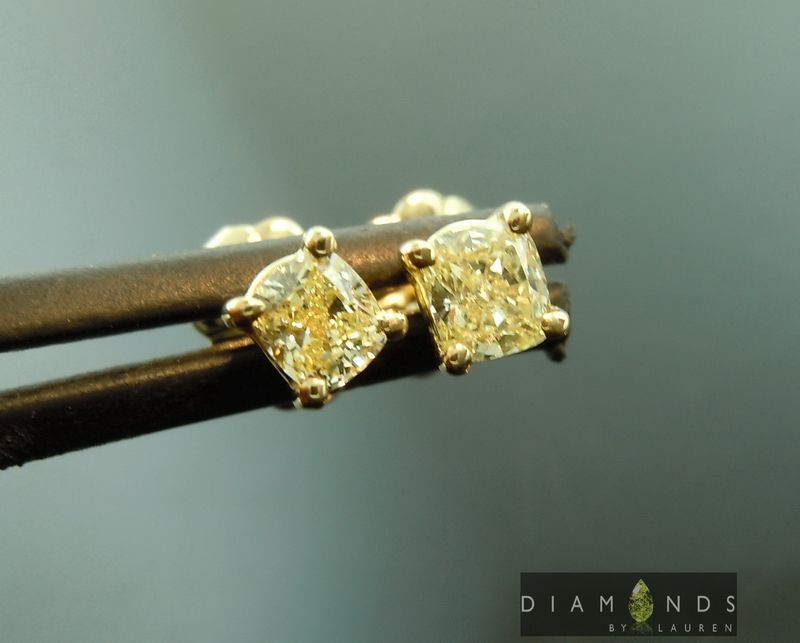 natural yellow diamond earrings