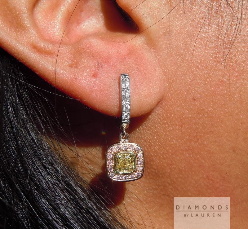 natural yellow diamond earrings