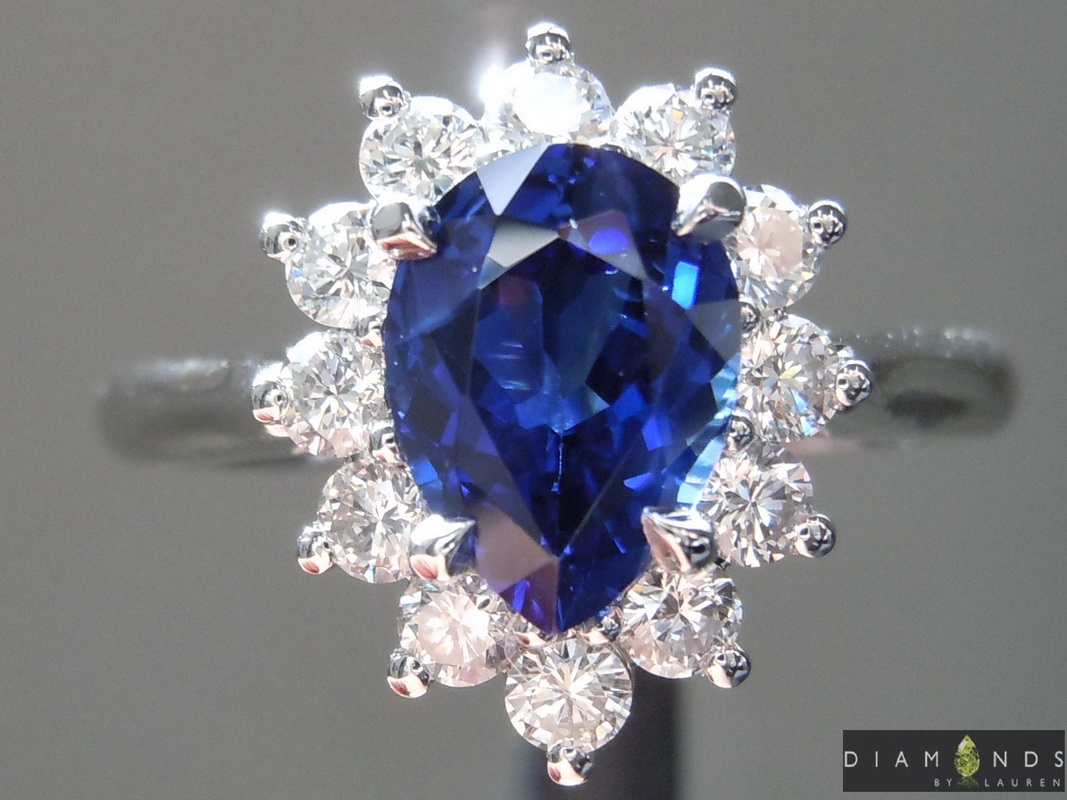 SOLD...1.74ctw Blue Pear Shape Sapphire Ring R9363