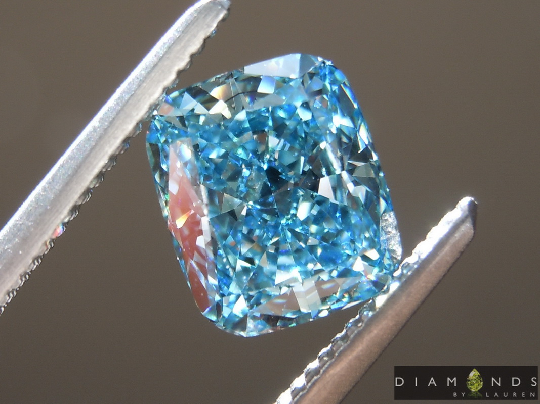 1.65ct Greenish Blue VS2 Cushion Cut Lab Grown Diamond R9436