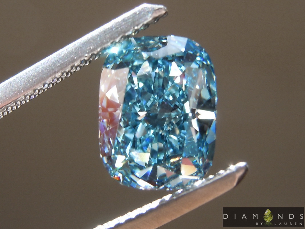 1.27ct Intense Blue VS2 Cushion Cut Lab Grown Diamond R9438